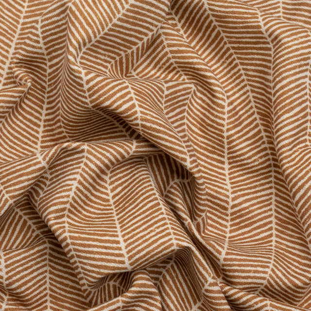 Brushed Cotton and Linen Canvas - Spice Painterly Herringbone - British Imported