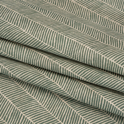 Brushed Cotton and Linen Canvas - Thyme Painterly Herringbone - British Imported Folded