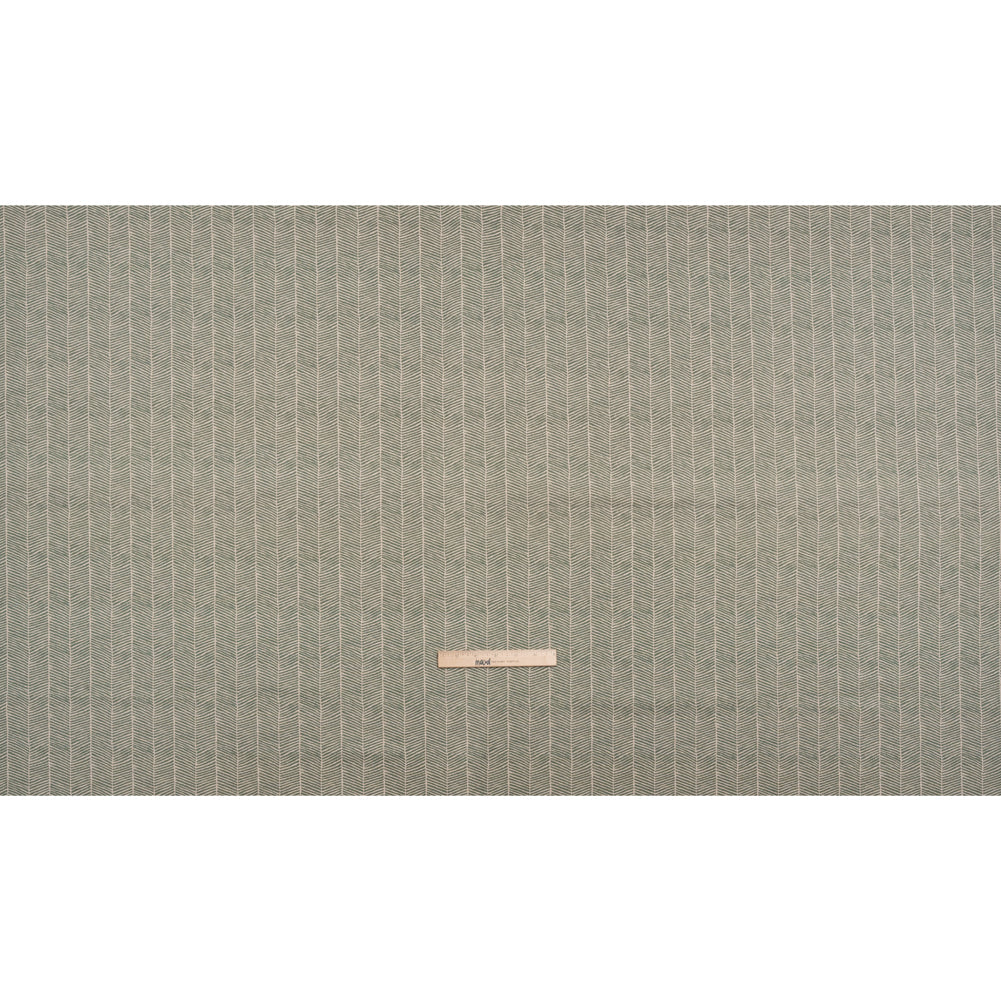 Brushed Cotton and Linen Canvas - Thyme Painterly Herringbone - British Imported Full