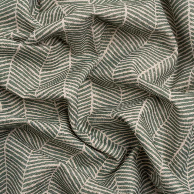 Brushed Cotton and Linen Canvas - Thyme Painterly Herringbone - British Imported