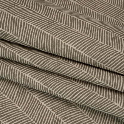 Brushed Cotton and Linen Canvas - Truffle Painterly Herringbone - British Imported Folded