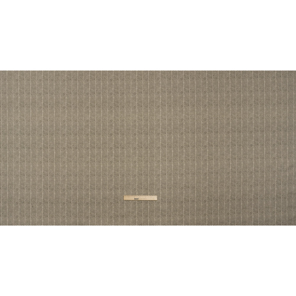 Brushed Cotton and Linen Canvas - Truffle Painterly Herringbone - British Imported Full