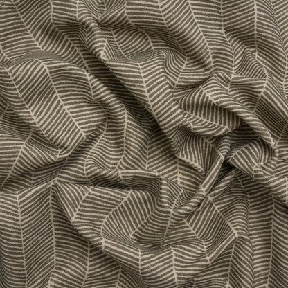 Brushed Cotton and Linen Canvas - Truffle Painterly Herringbone - British Imported