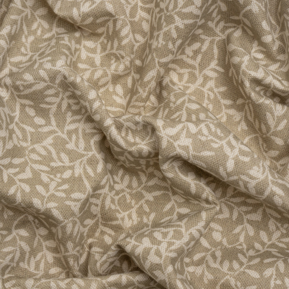 Brushed Cotton and Linen Canvas - Jute Little Vines - British Imported