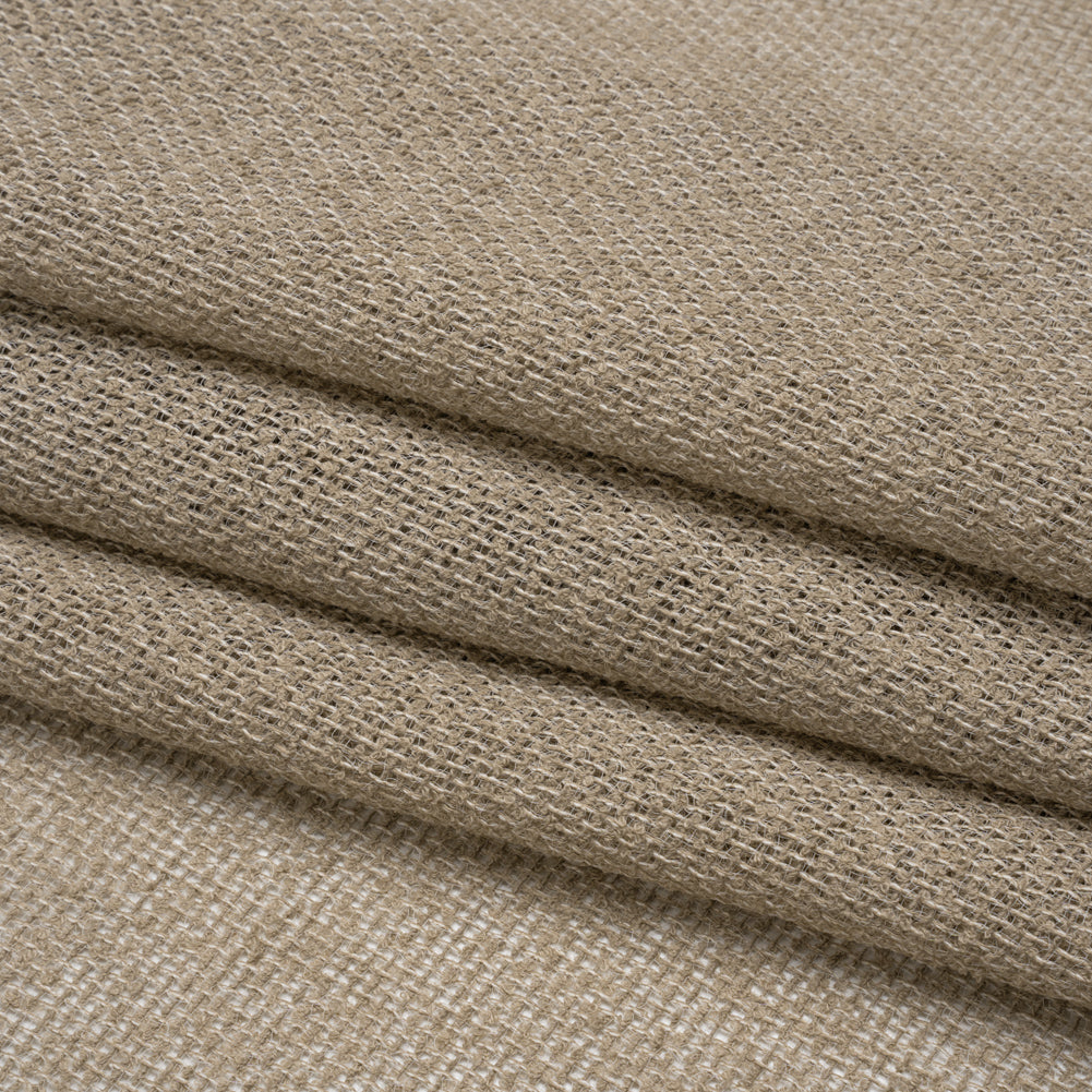 Boucle Burlap-Like Sheer Drapery Woven 118" - Driftwood - British Imported Folded