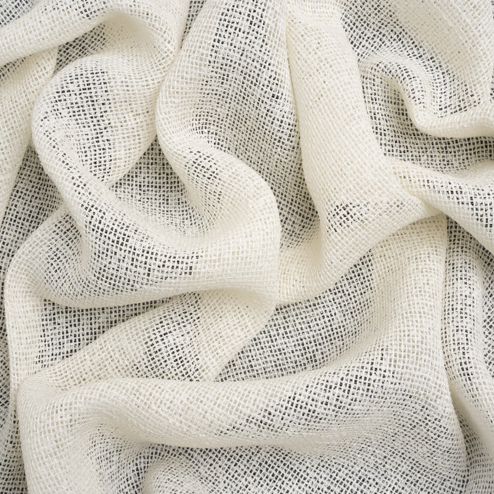 Boucle Burlap-Like Sheer Drapery Woven 118" - Ivory - British Imported