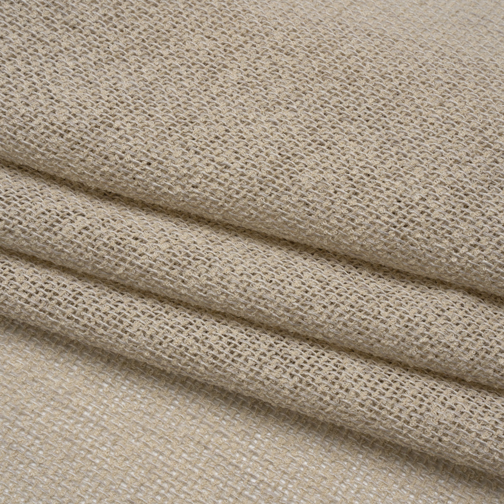 Boucle Burlap-Like Sheer Drapery Woven 118" - Putty - British Imported Folded