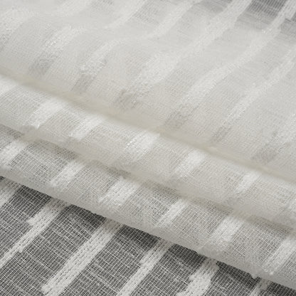 Boucle Striped Drapery Sheer Fabric 118" - Chalk - British Imported Folded