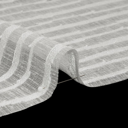 Boucle Striped Drapery Sheer Fabric 118" - Chalk - British Imported Detail