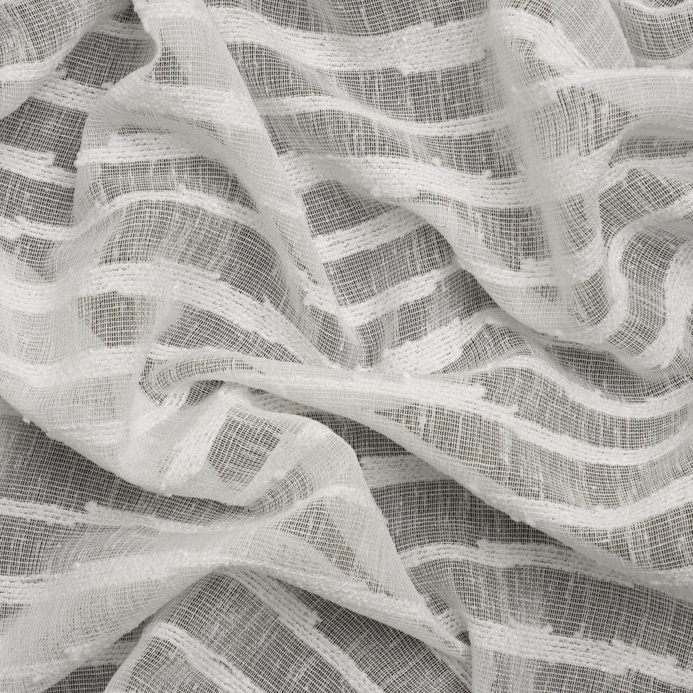 Boucle Striped Drapery Sheer Fabric 118" - Chalk - British Imported
