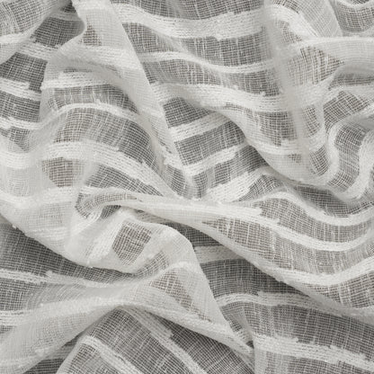 Boucle Striped Drapery Sheer Fabric 118" - Chalk - British Imported