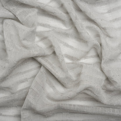 Boucle Striped Drapery Sheer Fabric 118" - Pebble - British Imported