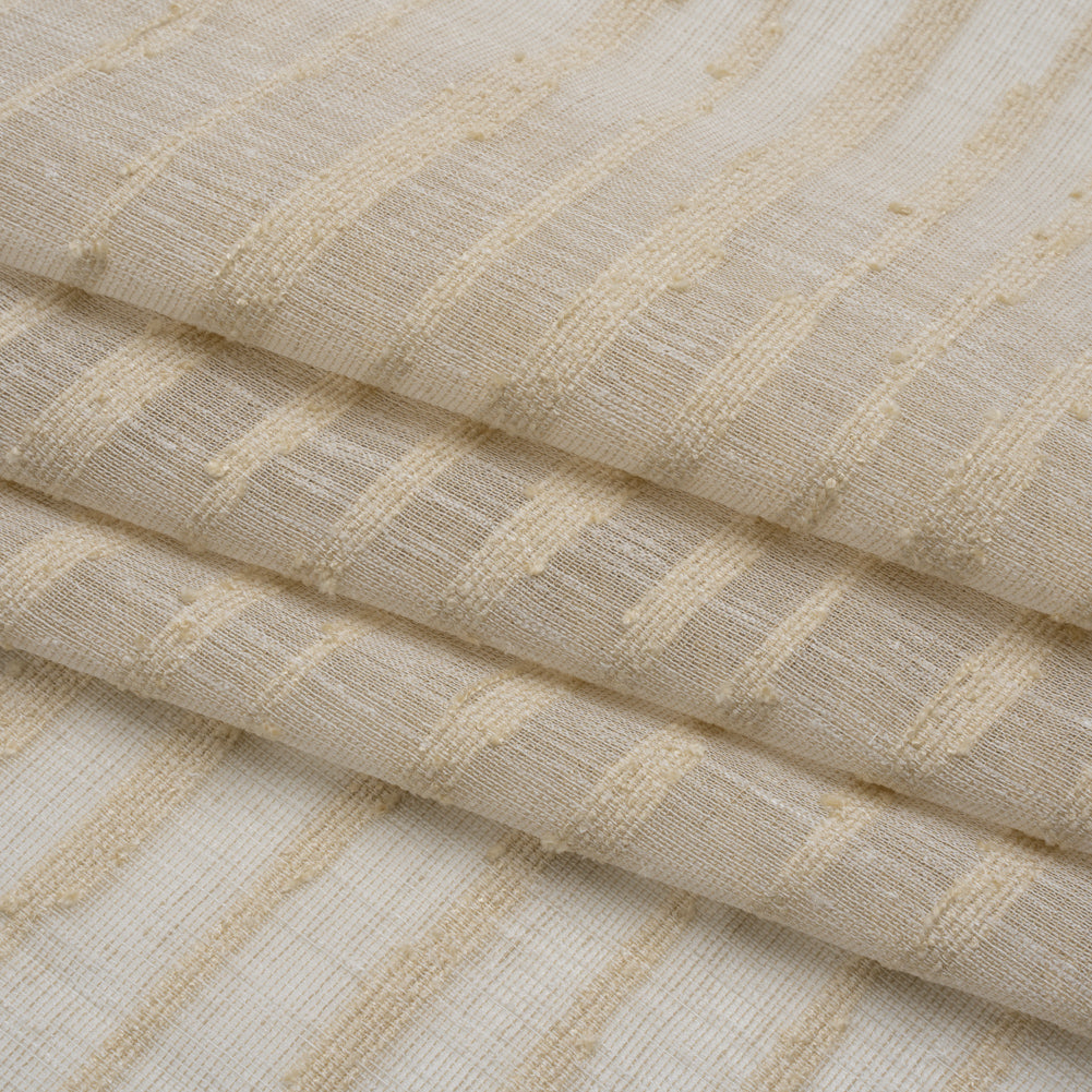 Boucle Striped Drapery Sheer Fabric 118" - Sand - British Imported Folded