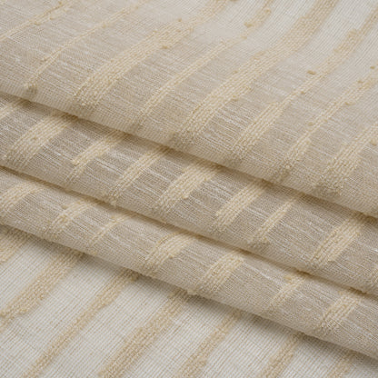 Boucle Striped Drapery Sheer Fabric 118" - Sand - British Imported Folded