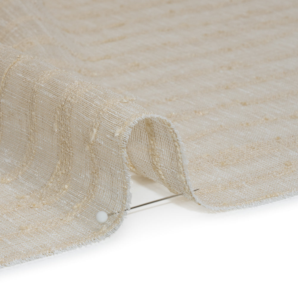 Boucle Striped Drapery Sheer Fabric 118" - Sand - British Imported Detail