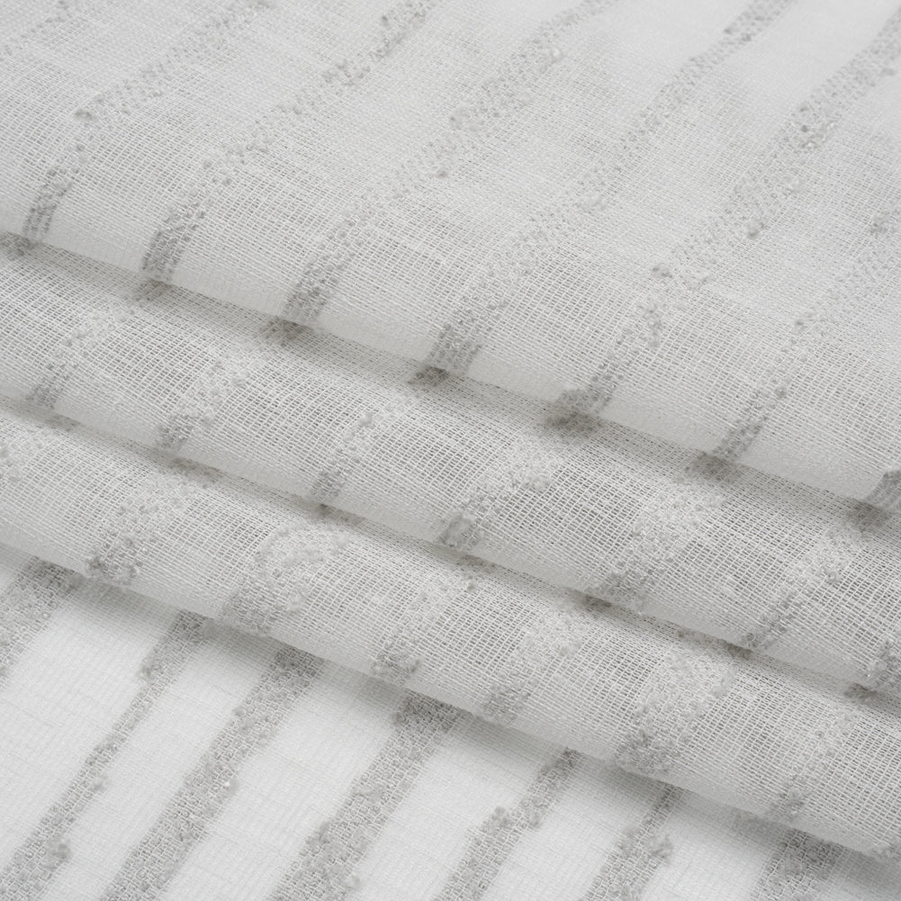 Boucle Striped Drapery Sheer Fabric 118" - Silver - British Imported Folded