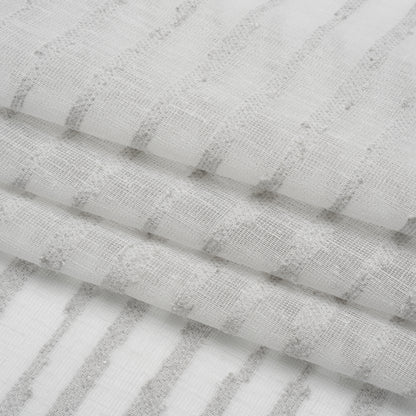 Boucle Striped Drapery Sheer Fabric 118" - Silver - British Imported Folded