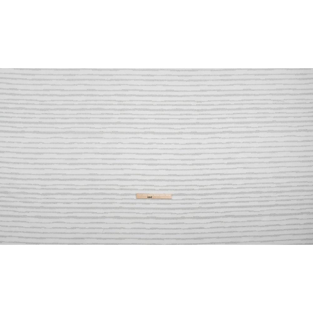 Boucle Striped Drapery Sheer Fabric 118" - Silver - British Imported Full