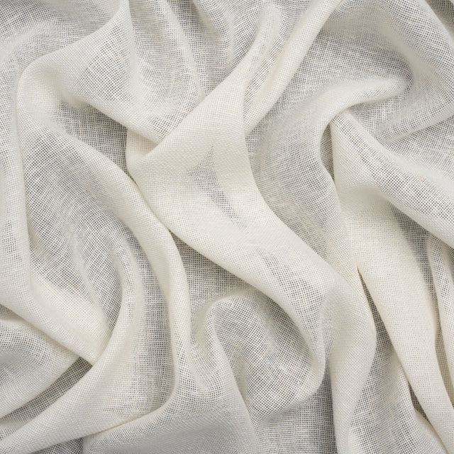 Slubbed Open Weave Drapery Sheer Fabric 118" - Ivory - British Imported
