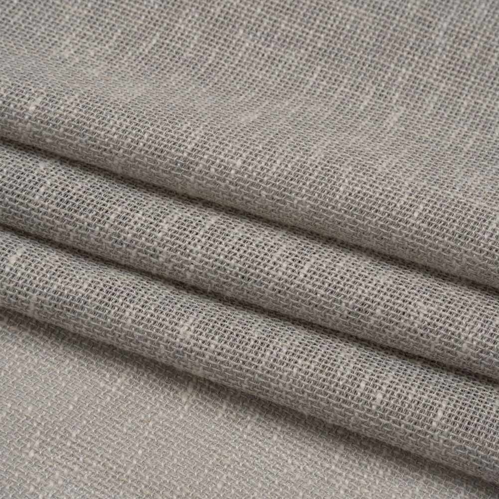 Slubbed Open Weave Drapery Sheer Fabric 118" - Pebble - British Imported Folded