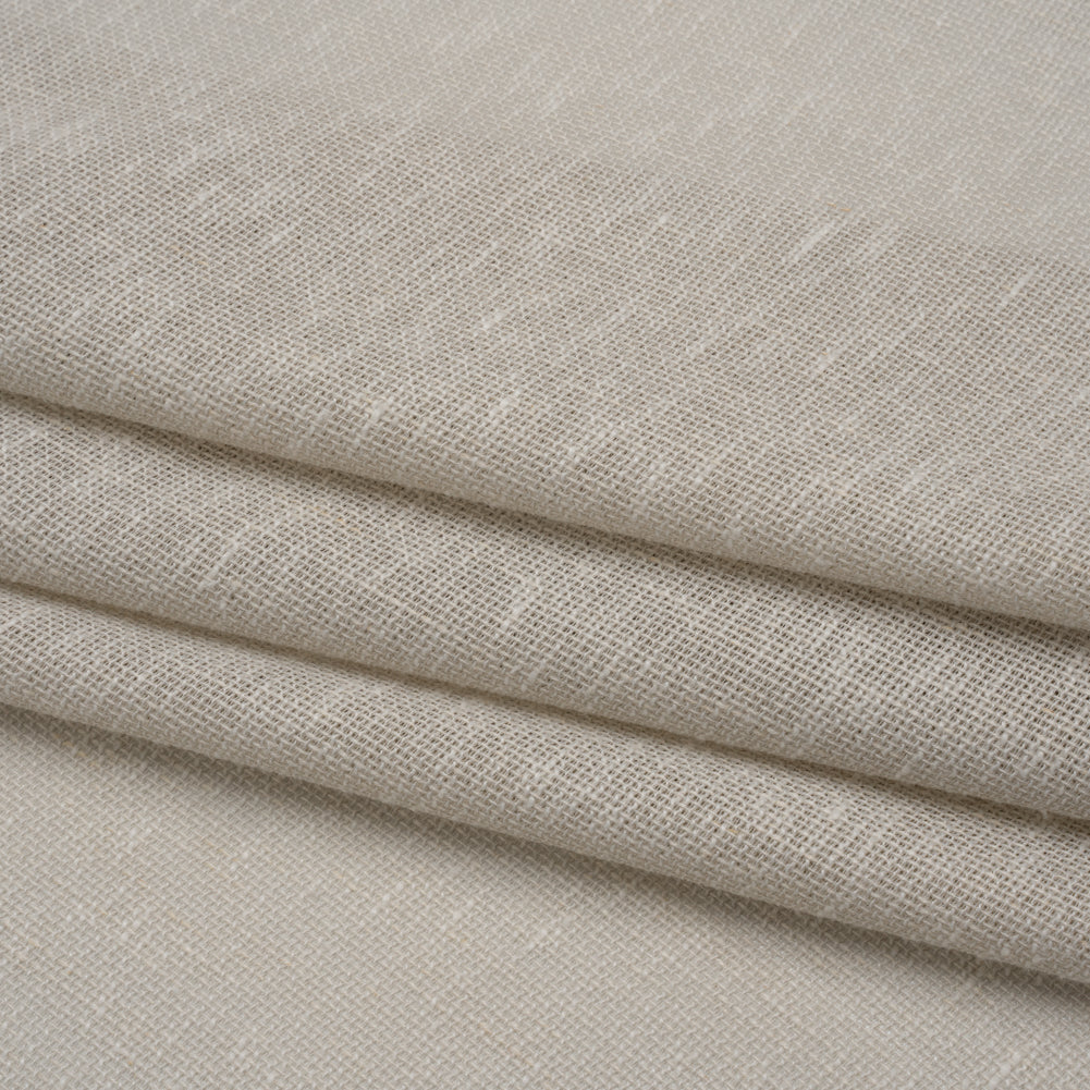 Slubbed Open Weave Drapery Sheer Fabric 118" - Putty - British Imported Folded