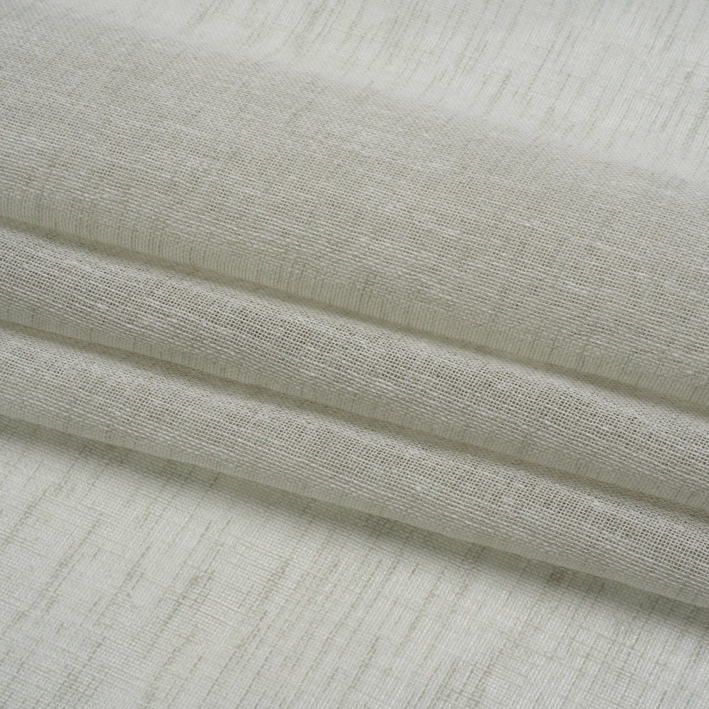 Linen Look Recycled Polyester Drapery Sheers Woven 118" - Aloe - British Imported Folded