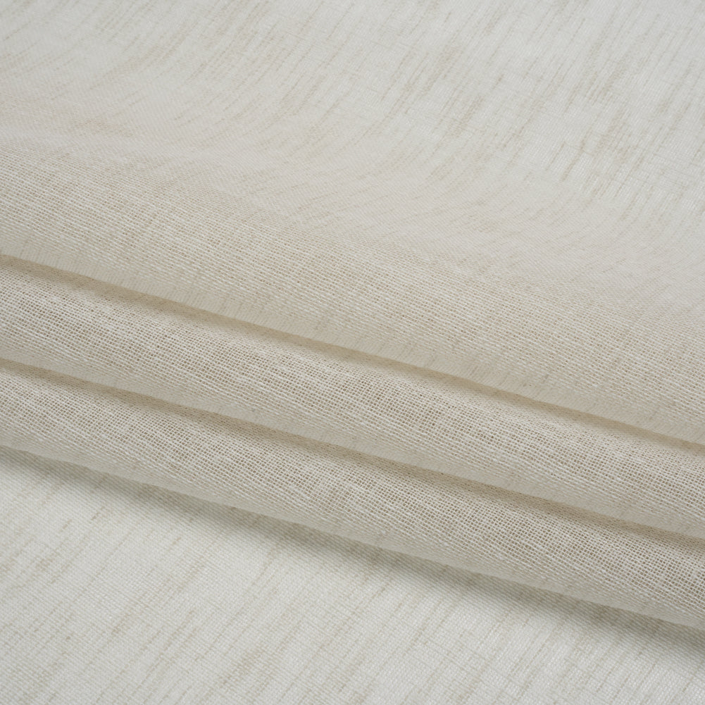 Linen Look Recycled Polyester Drapery Sheers Woven 118" - Ivory - British Imported Folded