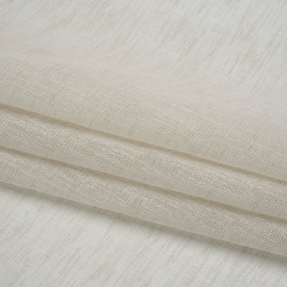 Linen Look Recycled Polyester Drapery Sheers Woven 118" - Ivory - British Imported Folded