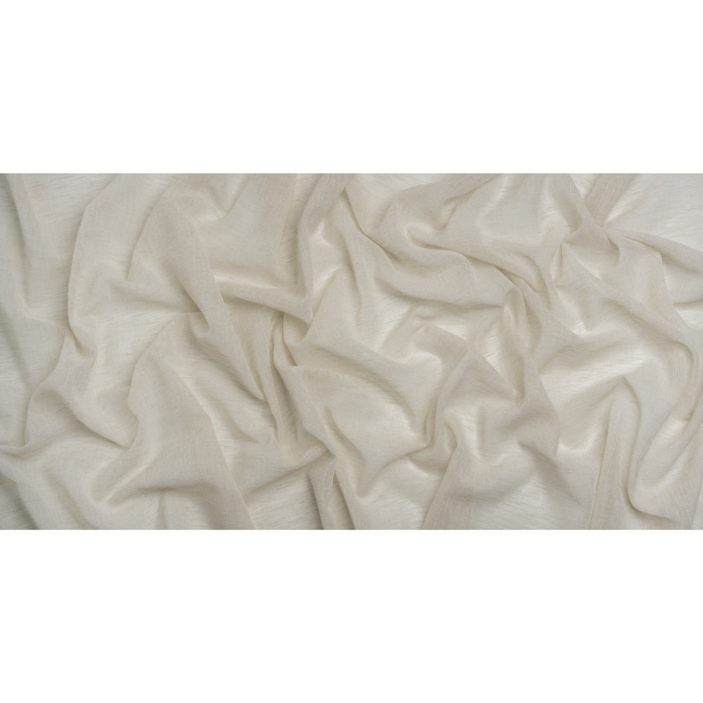 Linen Look Recycled Polyester Drapery Sheers Woven 118" - Ivory - British Imported Full