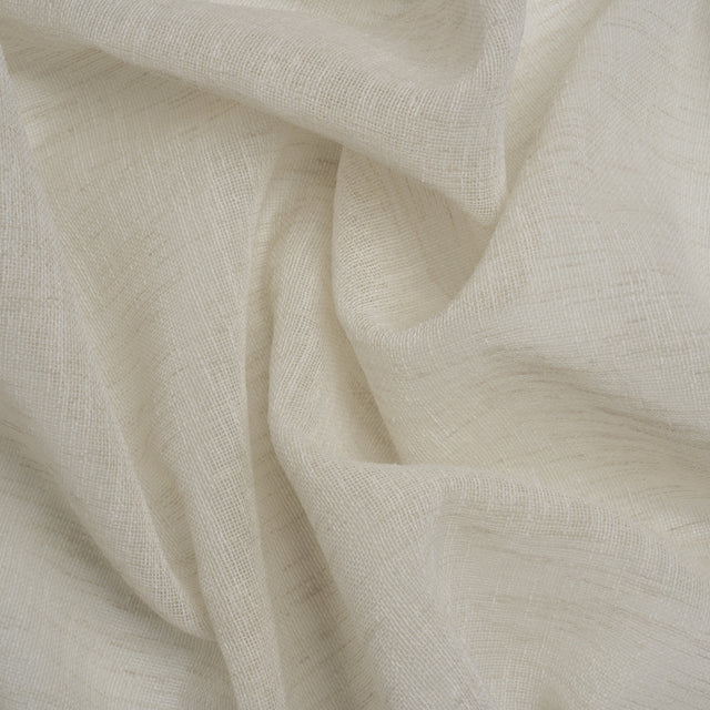 Linen Look Recycled Polyester Drapery Sheers Woven 118" - Ivory - British Imported