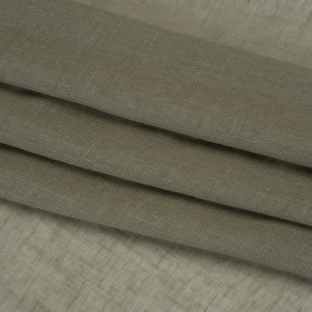 Gauzy Linen Blend Drapery Sheers Woven 118" - Olive - British Imported Folded