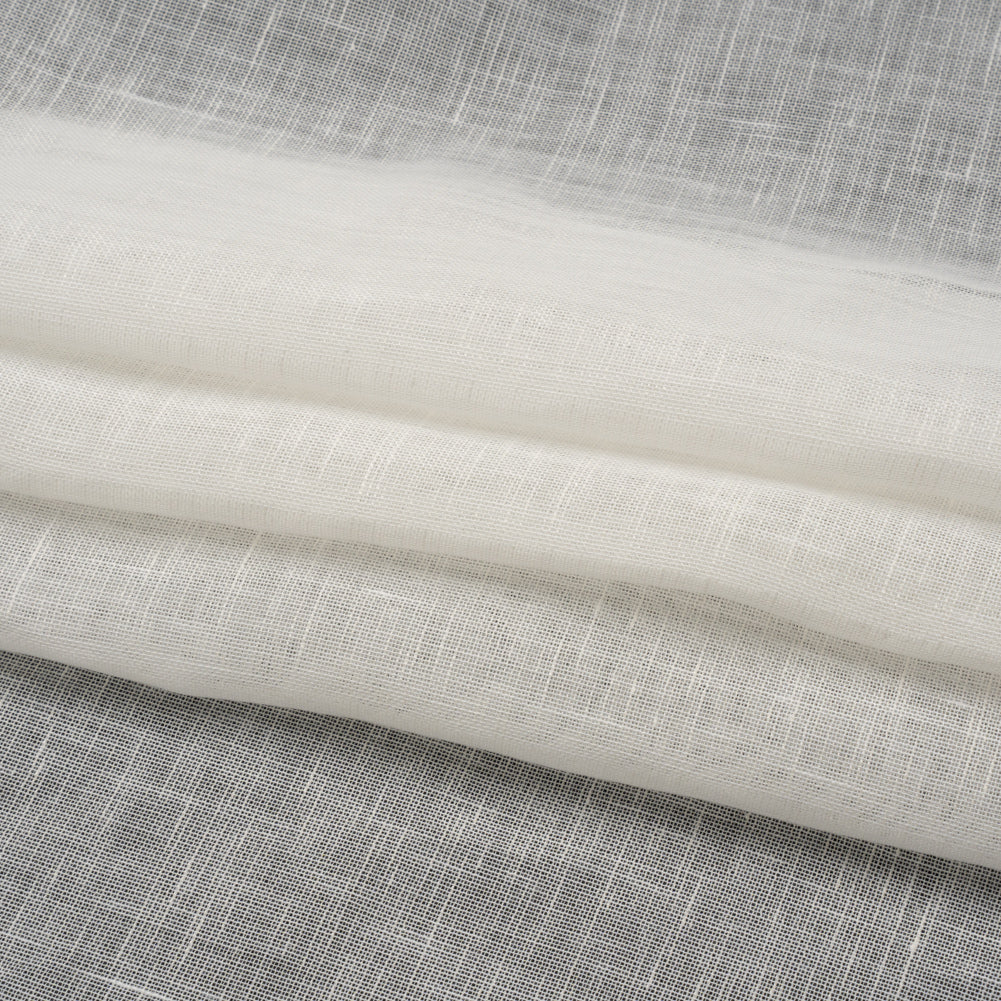 Crisp Linen Blend Drapery Sheers 122" - Ivory - British Imported Folded
