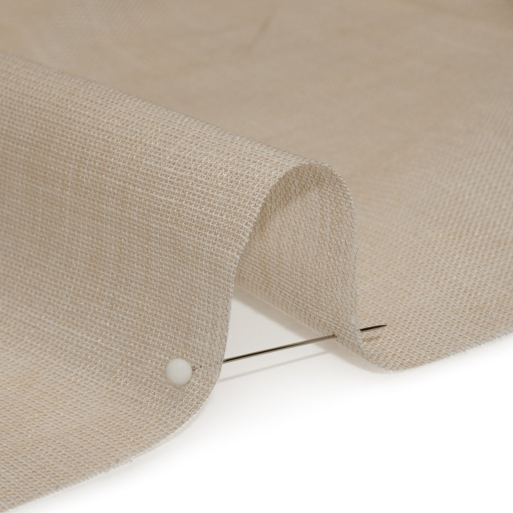 Crisp Linen Blend Drapery Sheers 122" - Putty - British Imported Detail