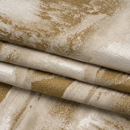 Recycled Polyester Drapery Jacquard - Ochre Hazy Landscapes - British Imported Folded