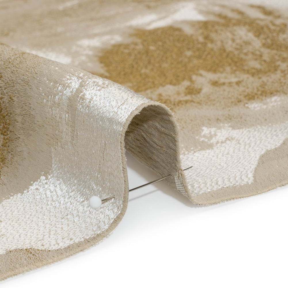 Recycled Polyester Drapery Jacquard - Ochre Hazy Landscapes - British Imported Detail