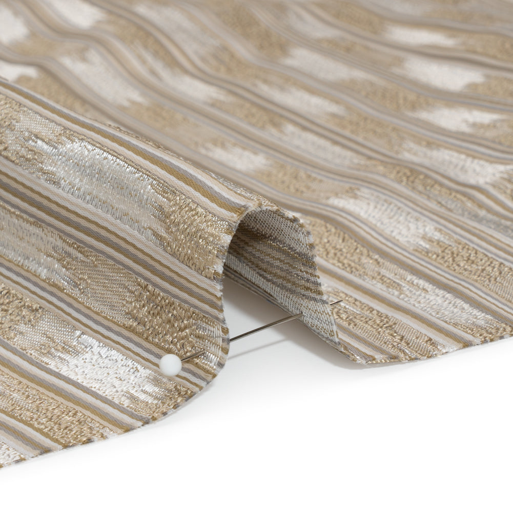 Recycled Polyester Drapery Jacquard - Flax Streaking Stripes - British Imported Detail
