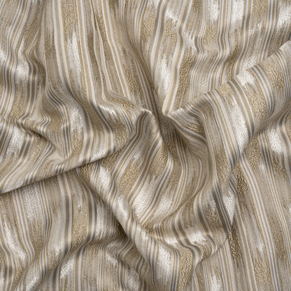 Recycled Polyester Drapery Jacquard - Flax Streaking Stripes - British Imported