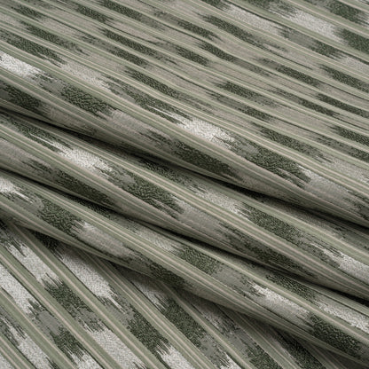 Recycled Polyester Drapery Jacquard - Forest Streaking Stripes - British Imported Folded