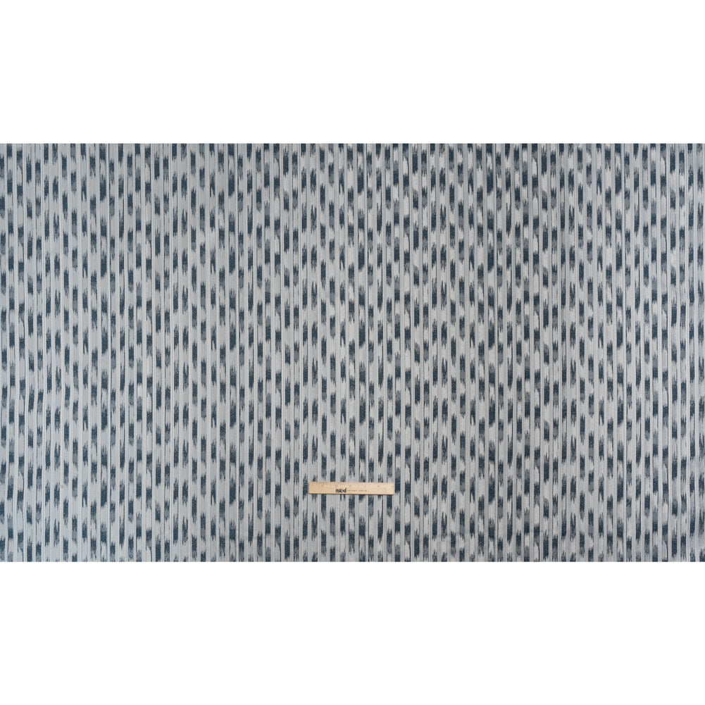 Recycled Polyester Drapery Jacquard - Indigo Streaking Stripes - British Imported Full