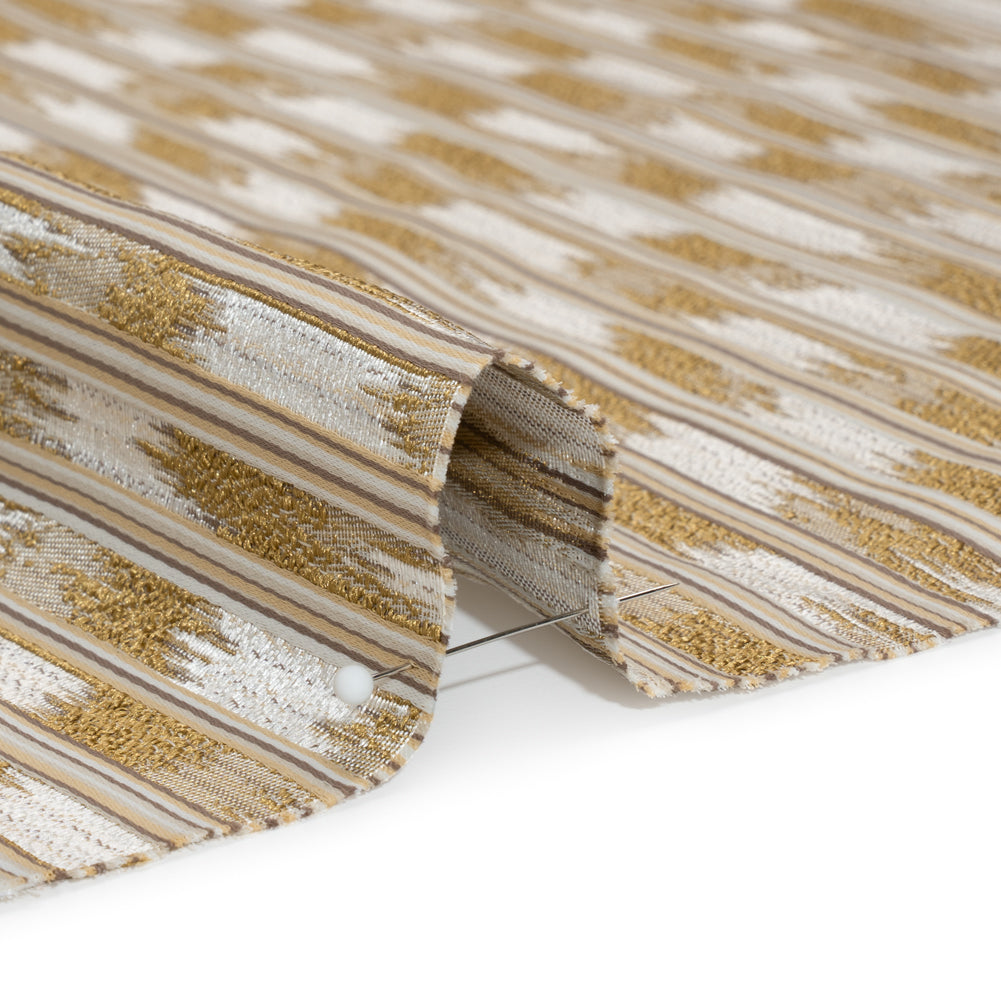 Recycled Polyester Drapery Jacquard - Ochre Streaking Stripes - British Imported Detail