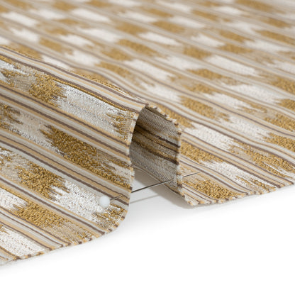 Recycled Polyester Drapery Jacquard - Ochre Streaking Stripes - British Imported Detail