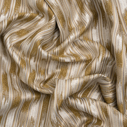 Recycled Polyester Drapery Jacquard - Ochre Streaking Stripes - British Imported