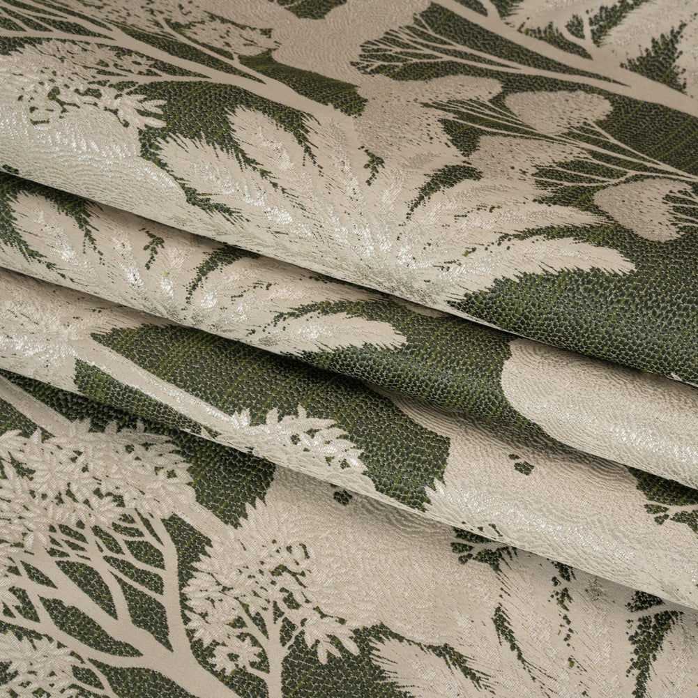 Recycled Polyester Drapery Jacquard - Forest Jungle Trees - British Imported Folded