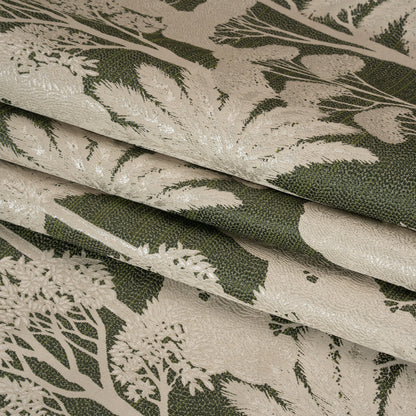 Recycled Polyester Drapery Jacquard - Forest Jungle Trees - British Imported Folded