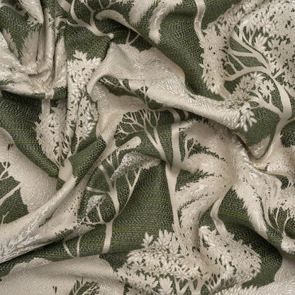 Recycled Polyester Drapery Jacquard - Forest Jungle Trees - British Imported