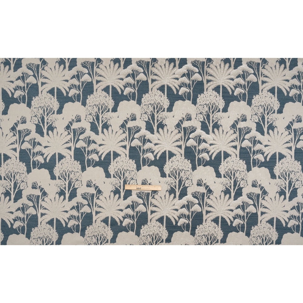 Recycled Polyester Drapery Jacquard - Indigo Jungle Trees - British Imported Full