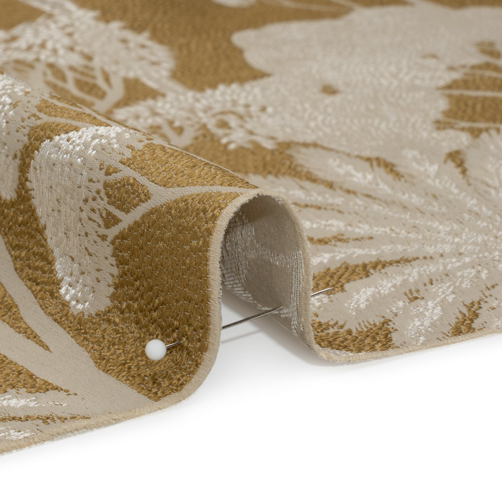 Recycled Polyester Drapery Jacquard - Ochre Jungle Trees - British Imported Detail