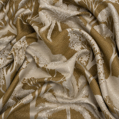 Recycled Polyester Drapery Jacquard - Ochre Jungle Trees - British Imported