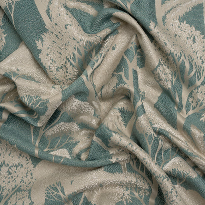 Recycled Polyester Drapery Jacquard - Seafoam Jungle Trees - British Imported