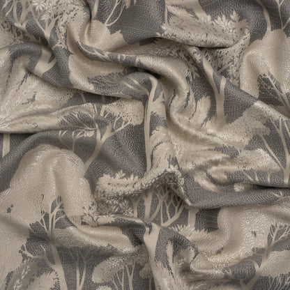 Recycled Polyester Drapery Jacquard - Slate Jungle Trees - British Imported